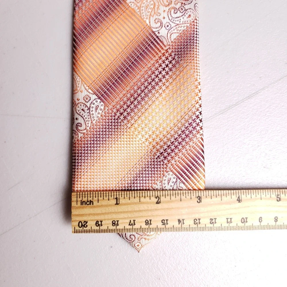 Venturi Uomo‎ Geometric Paisley Necktie OS Orange